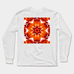 Retro Mandala Flower Orange White and Yellow Long Sleeve T-Shirt